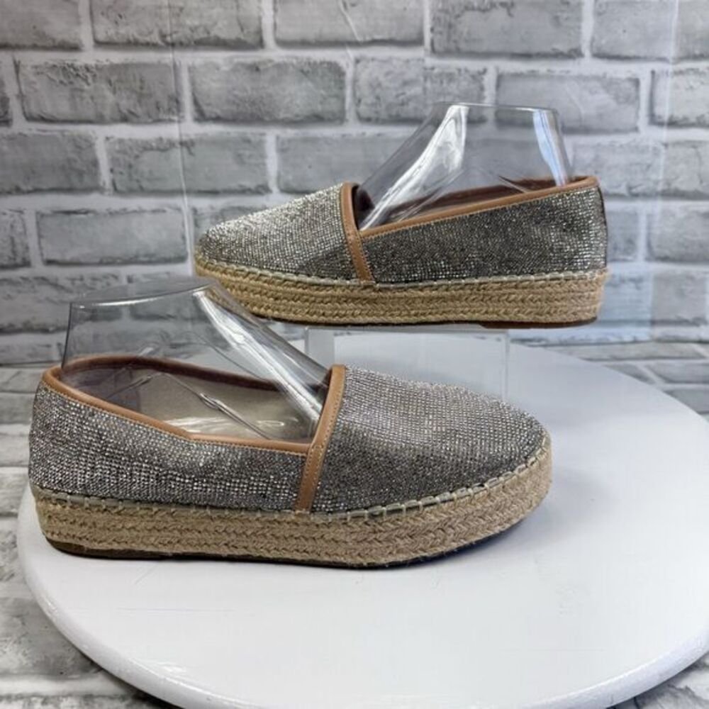 Gianni Bini Bruxie Women's Size 9 Silver Rhinestone Slip On Platform Espadrilles